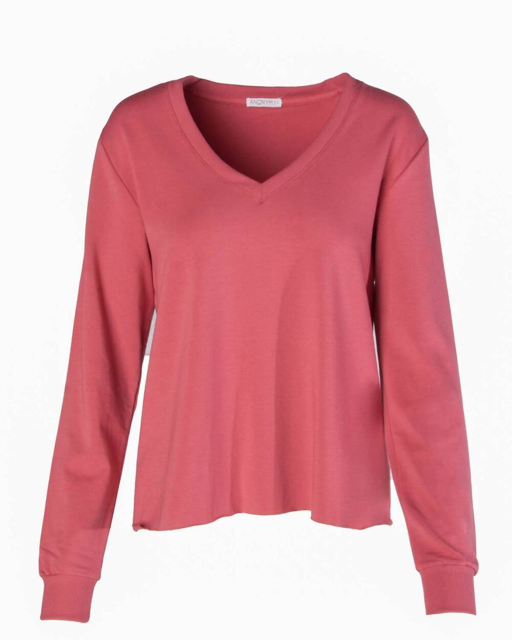 NEW ANONYM APPAREL women's sofia fleece v-neck sweatshirt in framboise